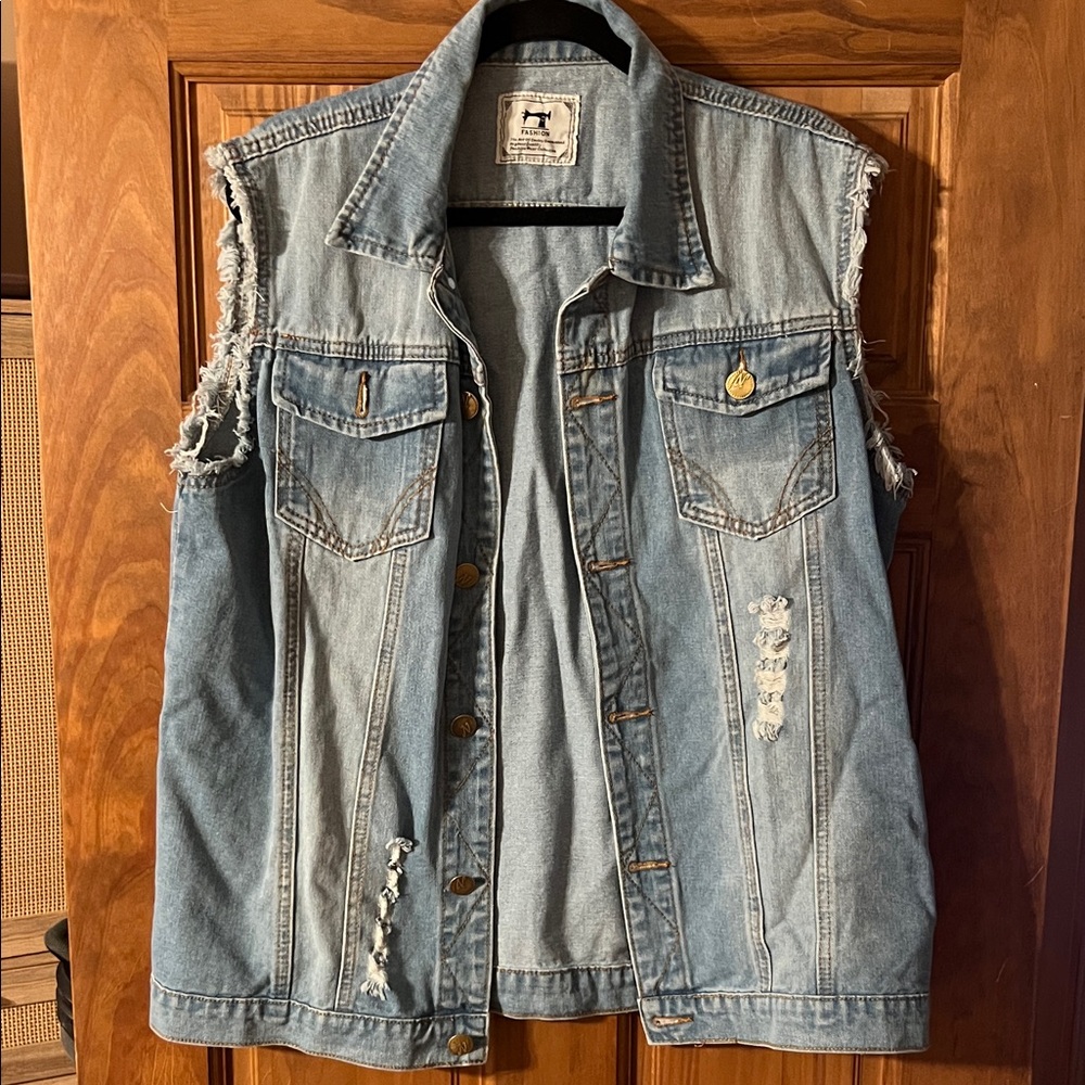 Distressed Denim Vest